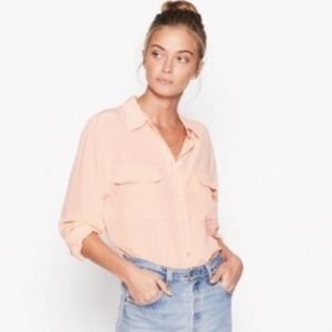 EQUIPMENT Silk French Nude Blush Signature Button Down Blouse M